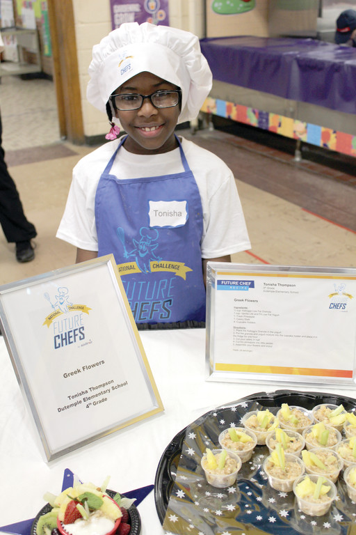 GREEK FLOWERS: Tonisha Thompson, a fourth-grade student from Dutemple Elementary School, submitted a recipe called “Greek Flowers.” Its ingredients included low-fat granola, low-fat yogurt, pineapple and celery. Thompson placed second in this year’s competition.