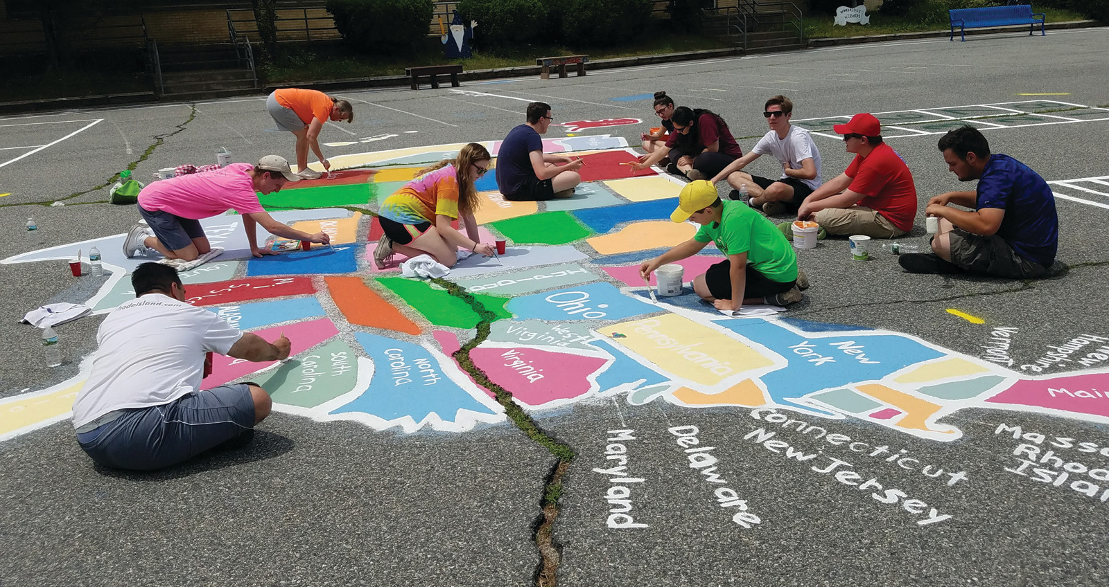 FUTURE EAGLE SCOUT: Jeffrey Marchetti, a Woodridge Elementary School alumnus, chose to redo the blacktop artwork for the current students and those of future generations to enjoy as his Eagle Scout project.
