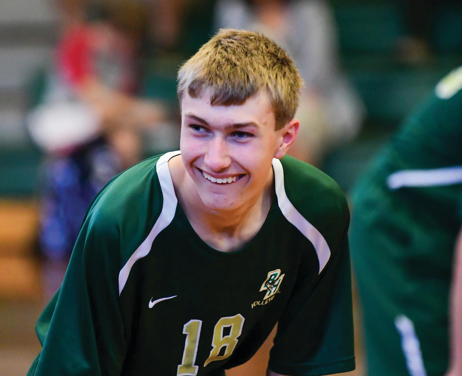 UNIFIED HAWKS: Bishop Hendricken unified volleyball player Michael Castelli during the 2017 season.