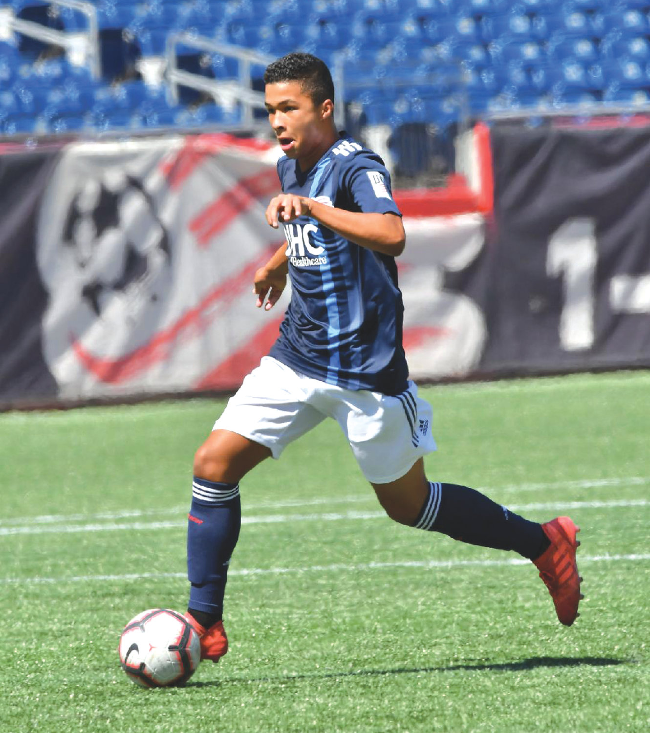 HOMEGROWN: Cranston native Damian Rivera competes during his time with the Revolution Academy developmental program in Foxboro, MA. Rivera is set to begin his rookie campaign with the Revolution and is the team’s youngest player.