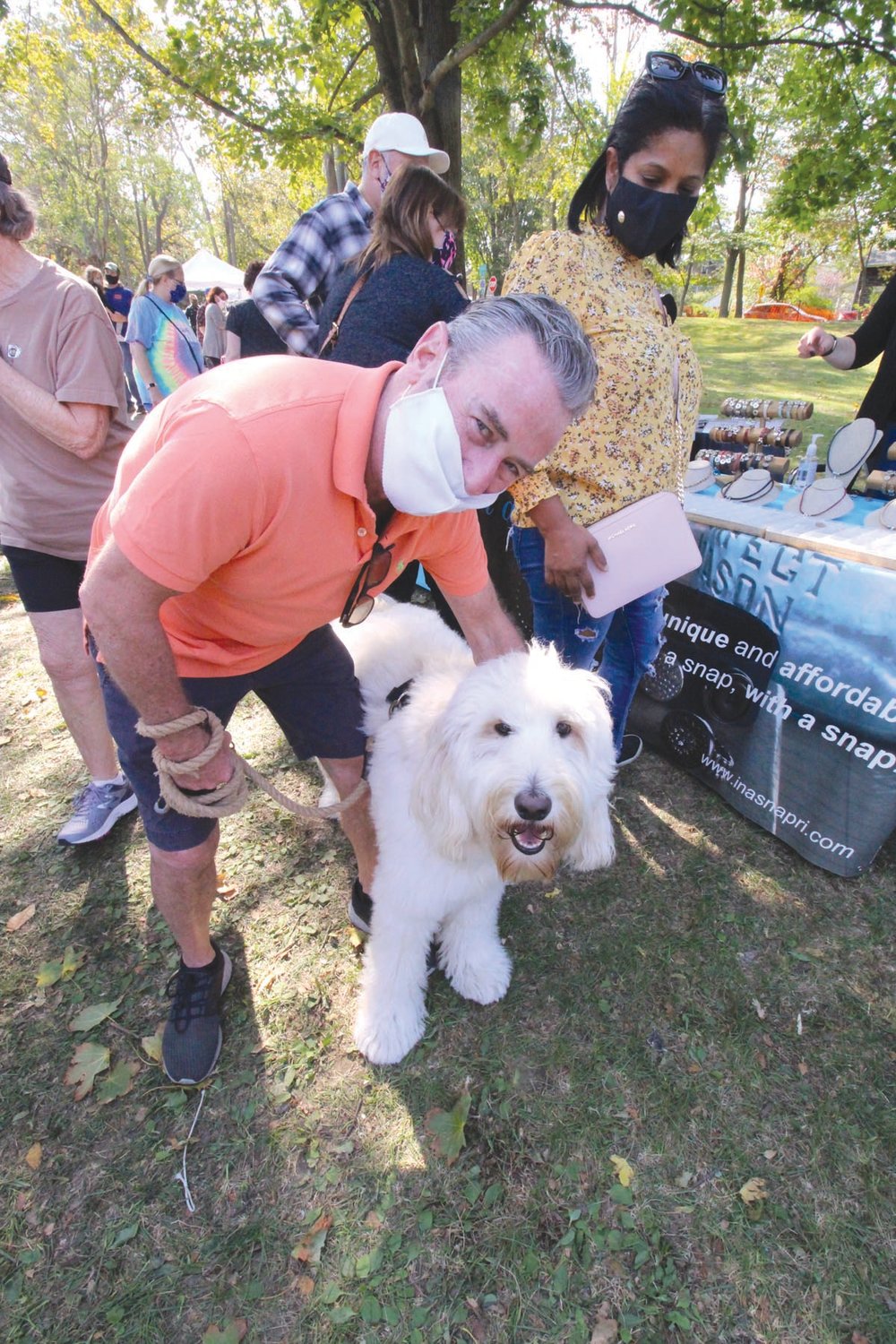 EVERYBODY LOVES BRADY: Charlie McKenna of Cranston and his canine companion, Brady, had many admirers.