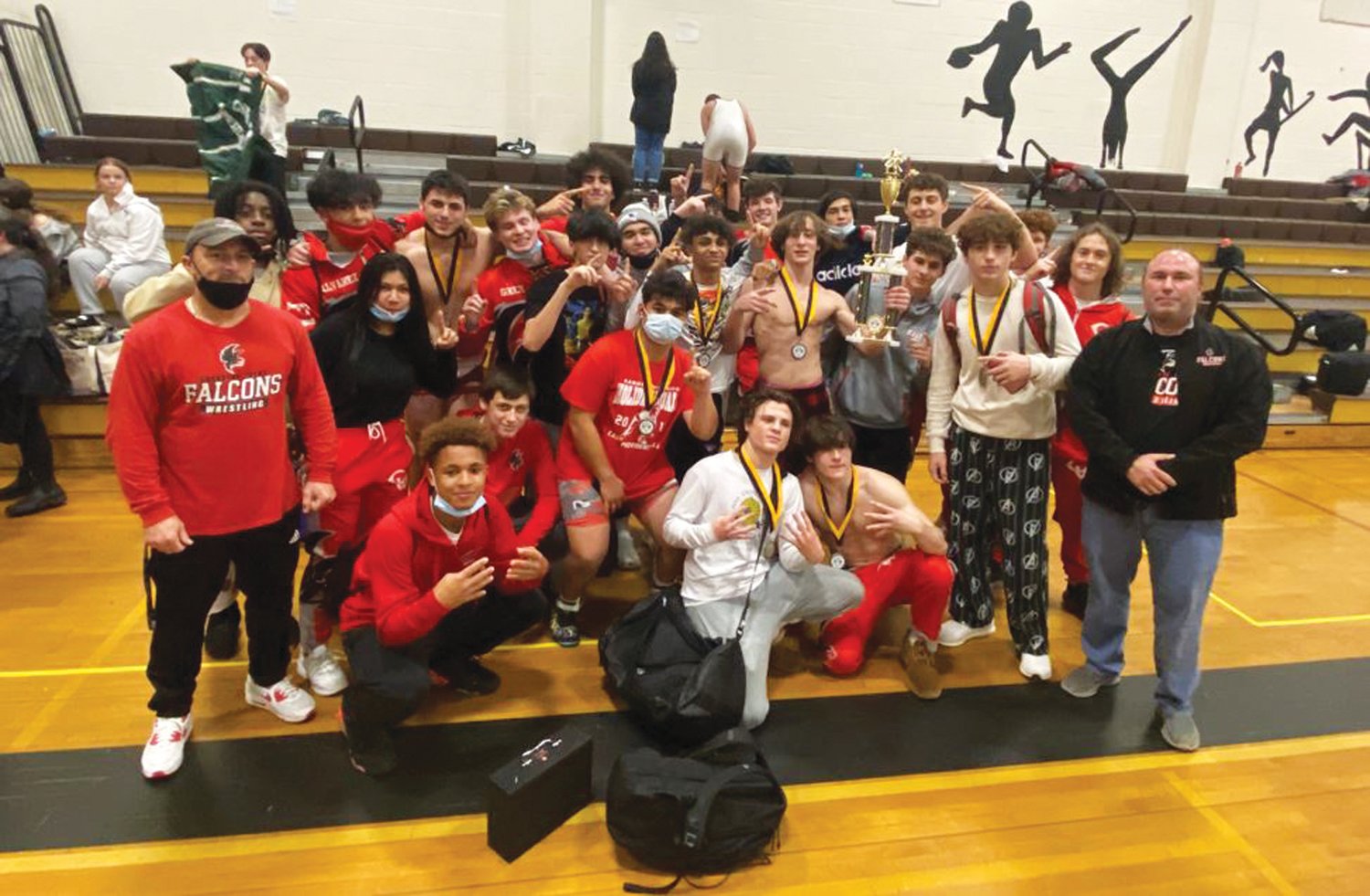 TOP DOGS: The Cranston West wrestling team after winning the Wilson Cup.