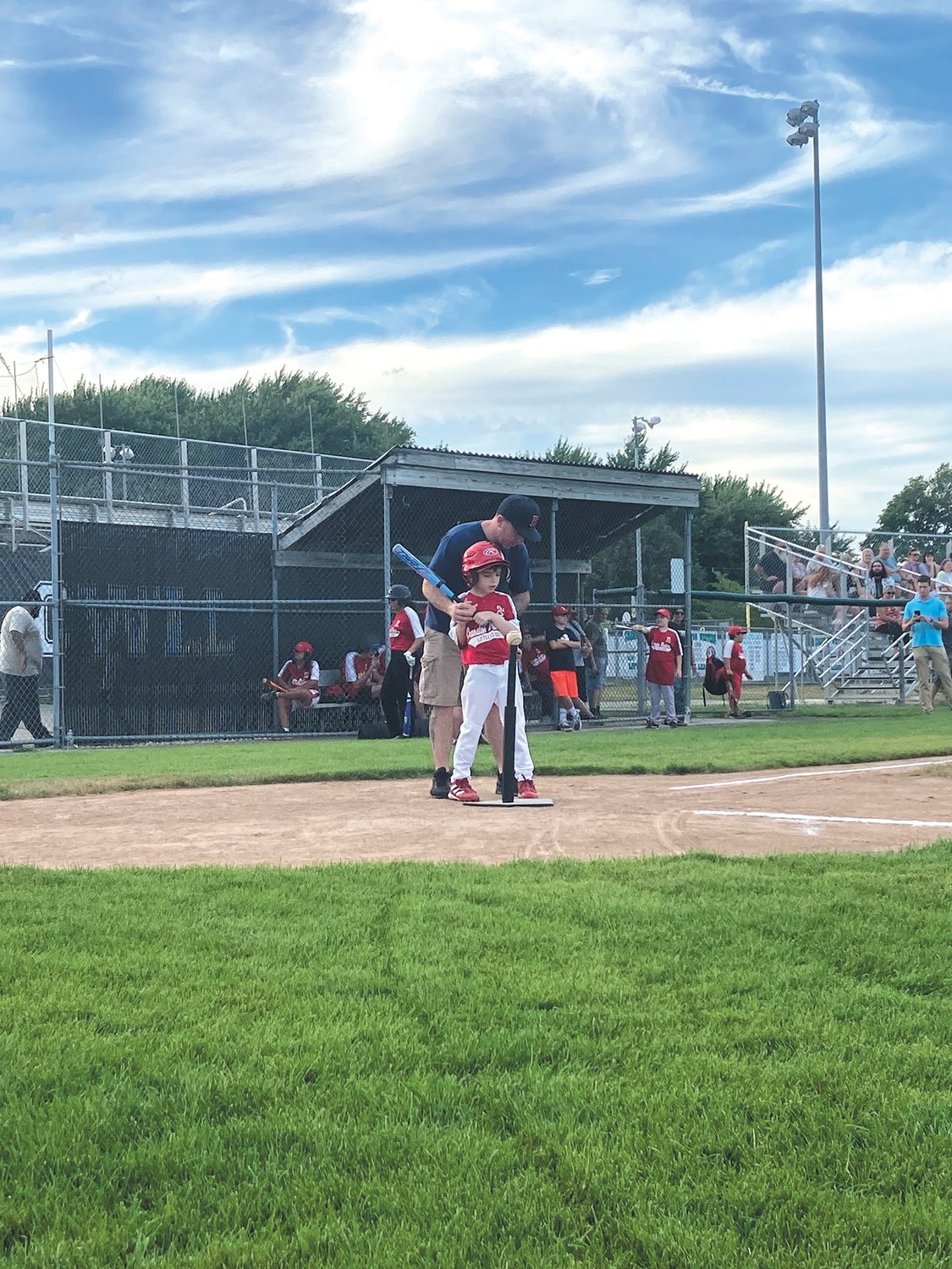 GET READY TO SWING: Players can have buddies – including teammates, family members, friends and other players in Cranston West Little League – to help them bat, run and catch balls. (Herald photo)