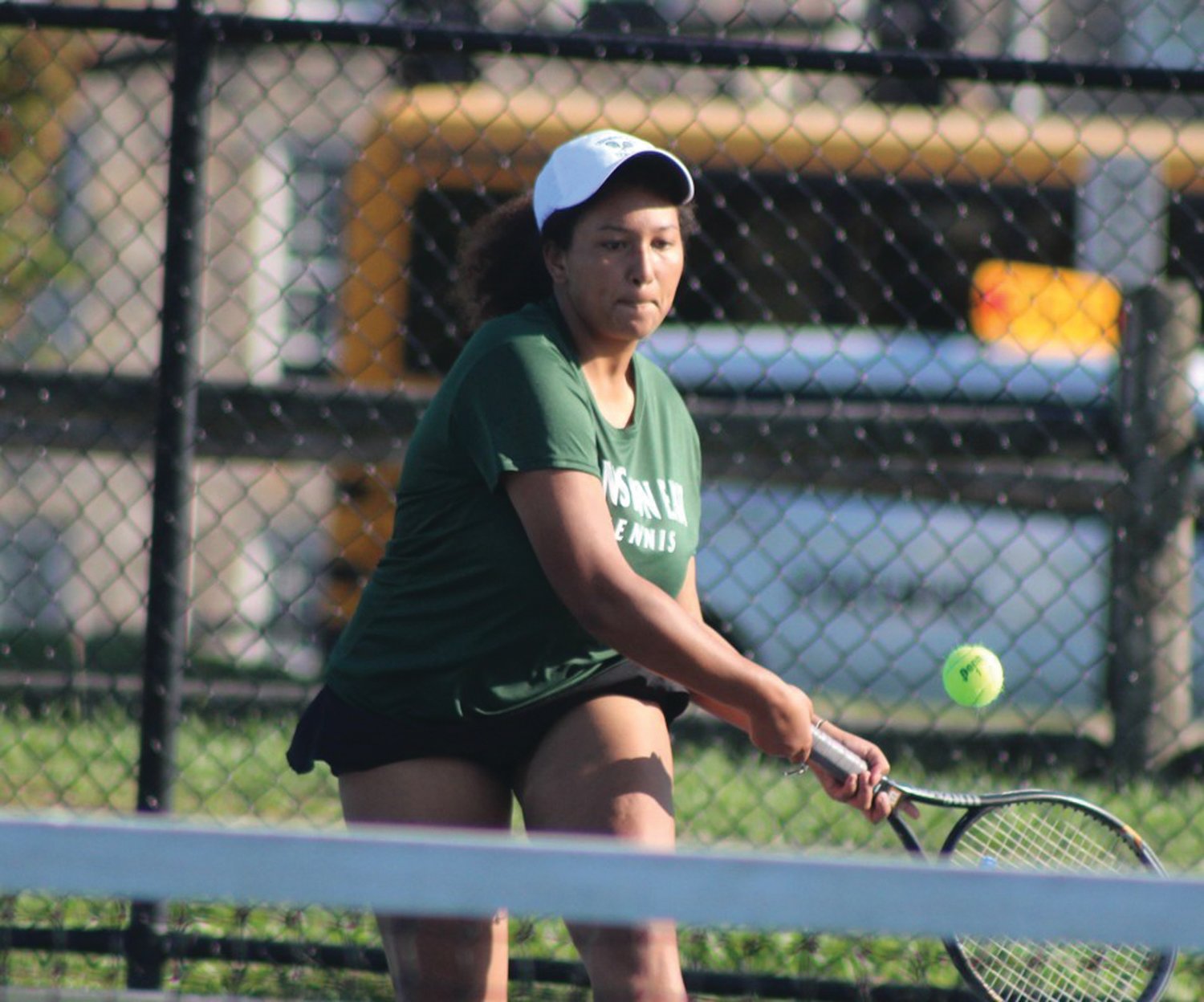 TOP SPOT: East captain Isabella Ba competes at first singles last week. (Photos by Alex Sponseller)