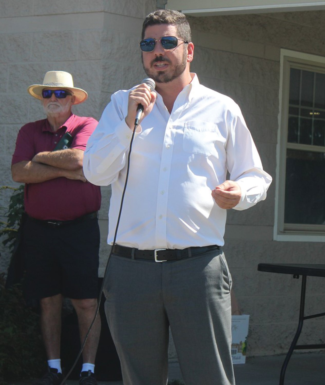 SPECIAL SPEAKER: Warwick State Rep. Joseph J. Solomon Jr. had two honors last Friday – delivering a special speech and starting the 78-player Albert “Cookie” Memorial Golf Tournament that will benefit Operation Stand Down, Save the Bay and the establishment of a scholarship foundation.