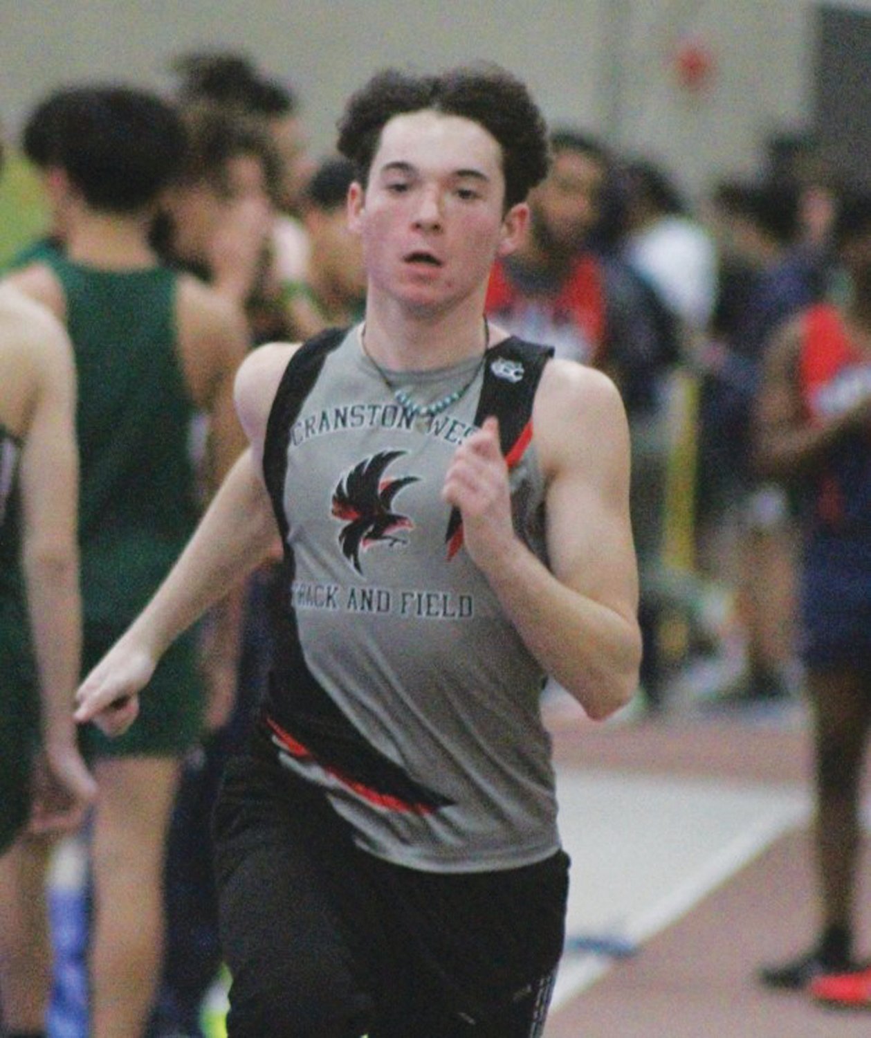 BEST FOOT FORWARD: West’s Aiden Robinson races up the track.
