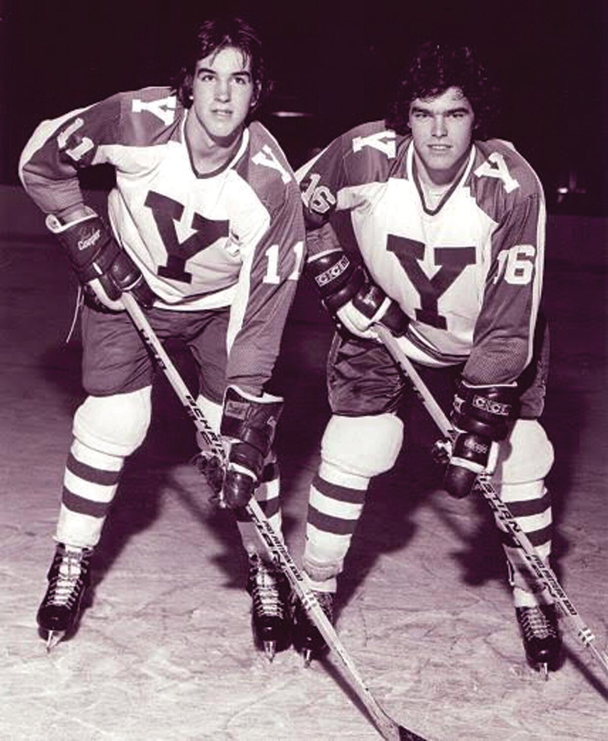 ON THE ICE: Stephen and Dave Harrington during their hockey days at Yale.