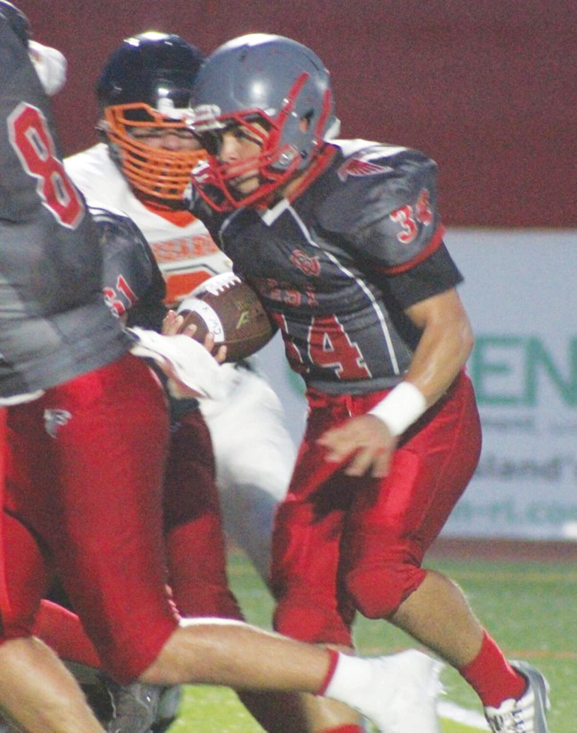 RUN IT DOWN YOUR THROAT: West running back David Boscia picks up some yards.